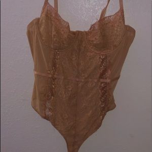 Tan Lace corset body suit